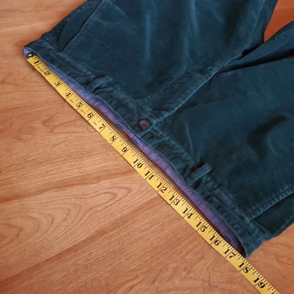 IZOD Corduroy Pants 35 x 28 (36x29 Label) Green Straight Leg Casual Chino Preppy - Picture 7 of 11